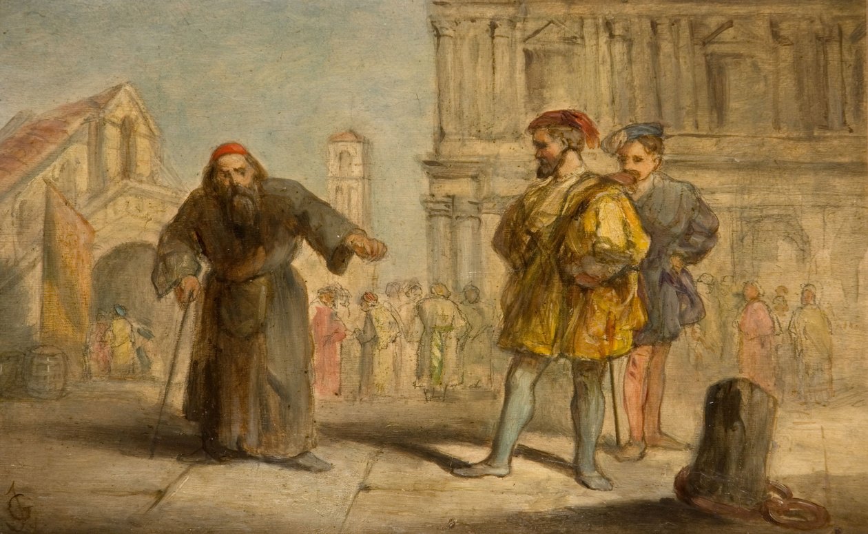 Szene aus Shakespeares Der Kaufmann von Venedig, 1865 von Sir John Gilbert