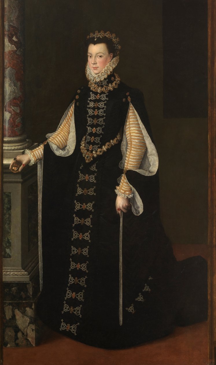 Isabel de Valois hält ein Porträt von Philipp II. von Sofonisba Anguissola