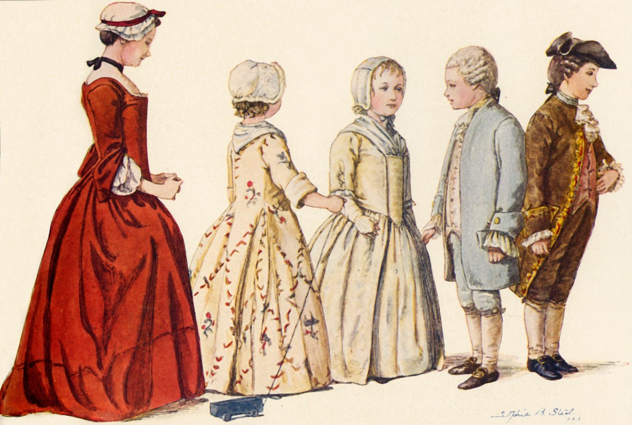 Kinderkleidung während der Regierungszeiten von Königin Anne, George I., II. und III., 1702-1790, 1903, 1937 von Sophie B. Steel