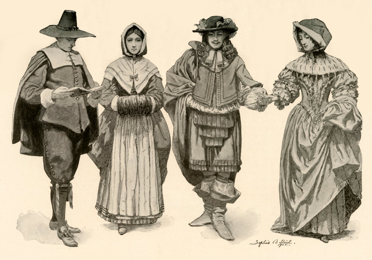 Kleidung in der Zeit von 1620-1670, 1903, 1937 von Sophie B. Steel