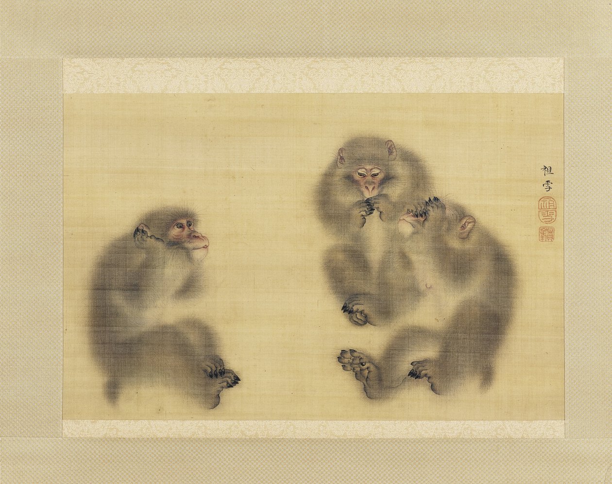 Affen: Nichts Böses hören, nichts Böses sehen, nichts Böses sprechen, ca. 1820 von Sosetsu Mori