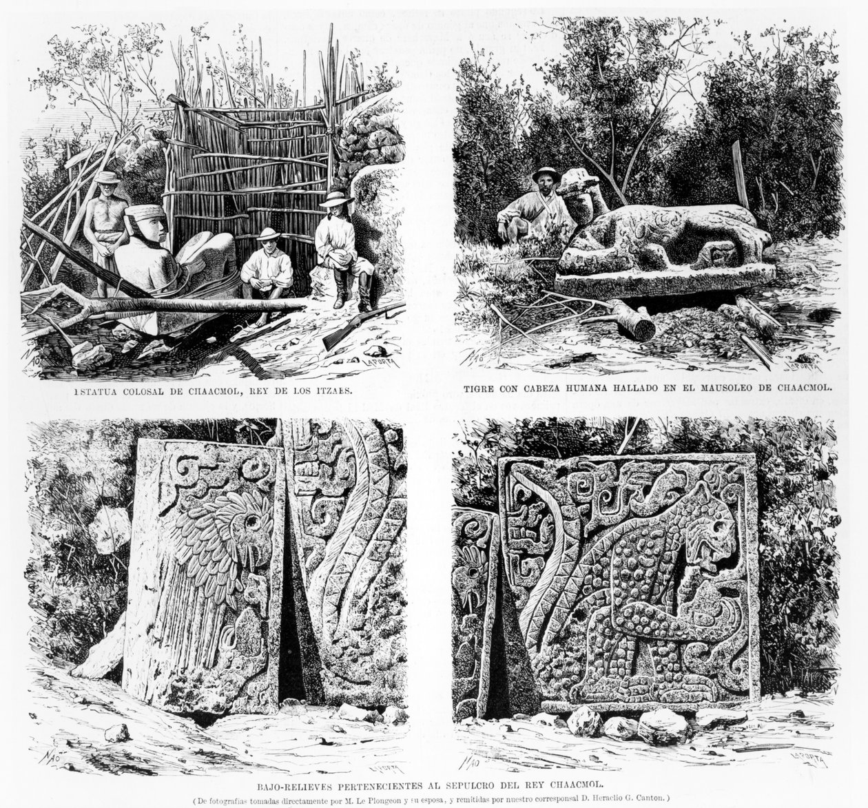 Artefakte, entdeckt in Chichen Itza von Augustus Le Plongeon, Illustration aus La Illustracion Espanola y Americana 1877 von Spanish School