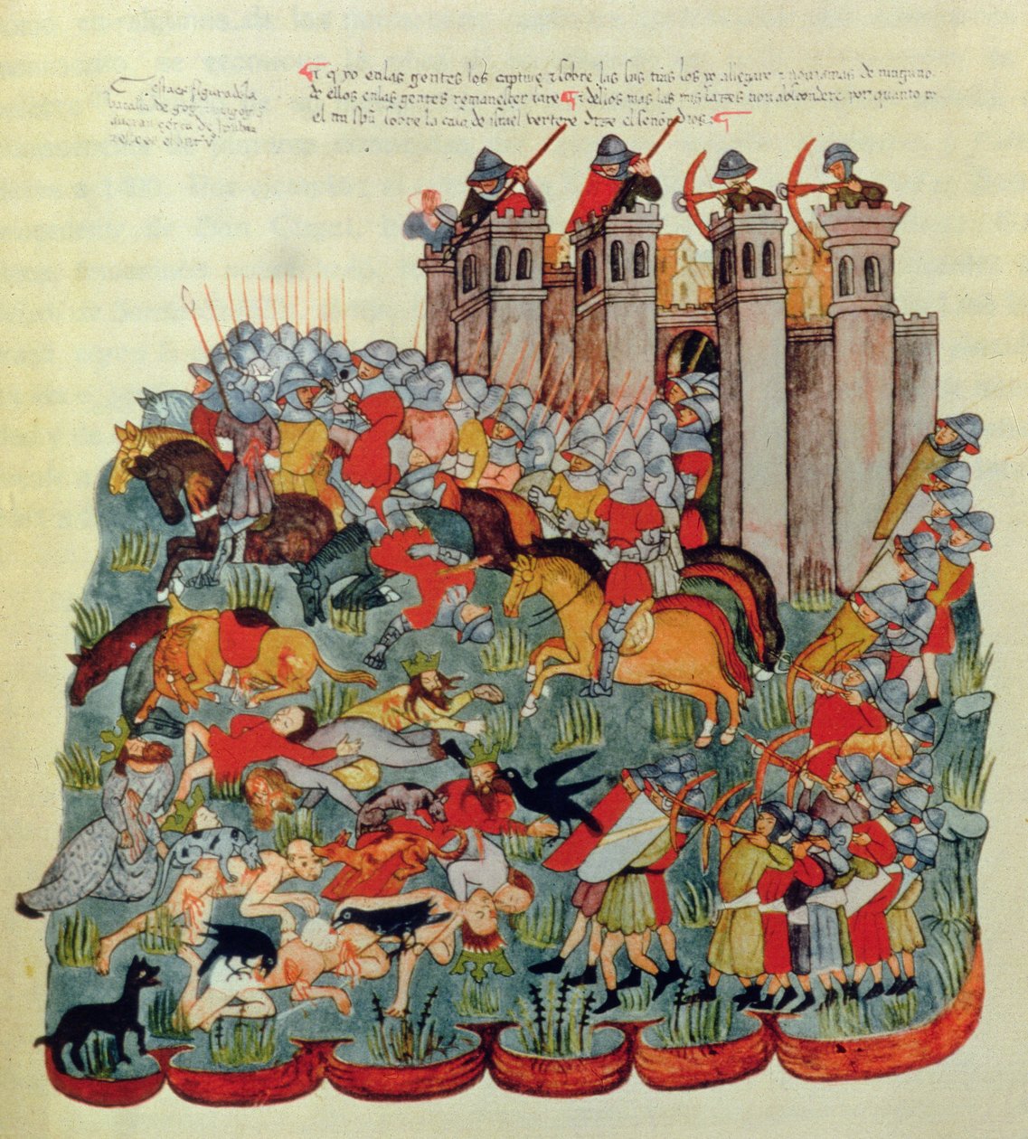 Kampfszene, aus der Biblia de la Casa de Alba von Spanish School