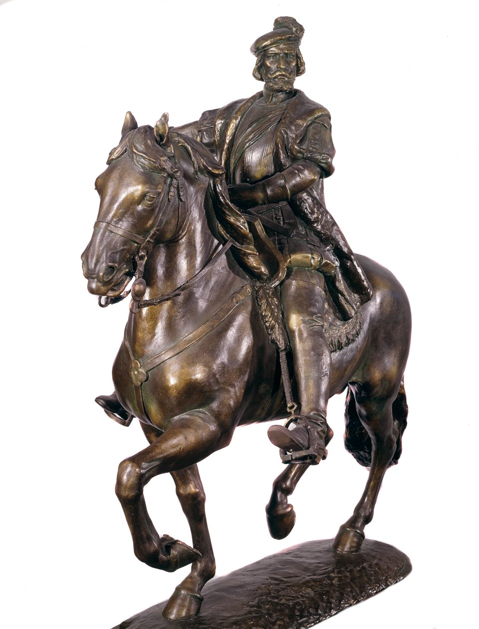 Reiterporträt von Hernan Cortes (oder Cortez) (1485-1547), spanischer Konquistador. Anonyme Bronzeskulptur des 16. Jahrhunderts. Armee Museum, Madrid von Spanish School