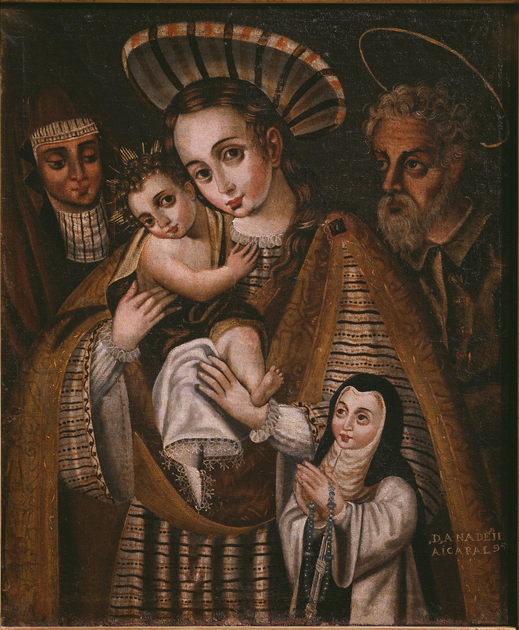Ex voto, Heilige Familie mit St. Anna und der Nonne des Klosters, Ana de Ibaizabal von Spanish School