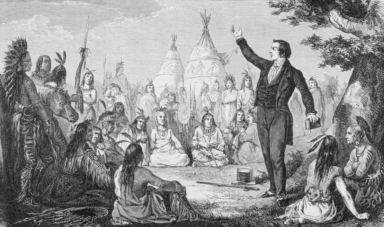 Joseph Smith, Gründer der Mormonenkirche, predigt den Indianern, aus 