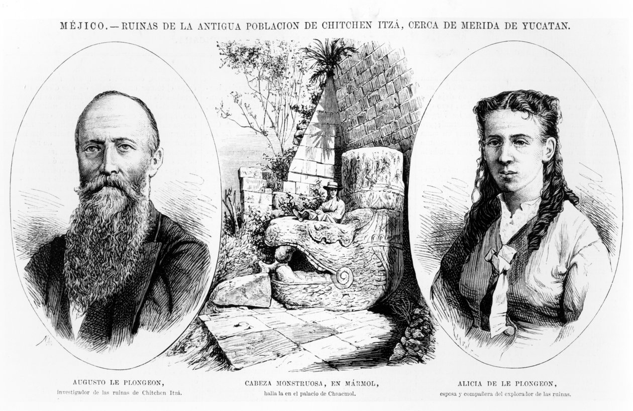 Mexiko - Ruinen der alten Bevölkerung von Chitchen Itza, in der Nähe von Merida, Yucatan, Illustration aus La Illustracion Espanola y Americana 1877 von Spanish School