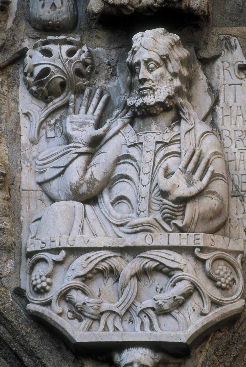 Darstellung des Propheten Abraham, Basrelief der Fassade der Goldschmiede (Platerias) von Spanish School