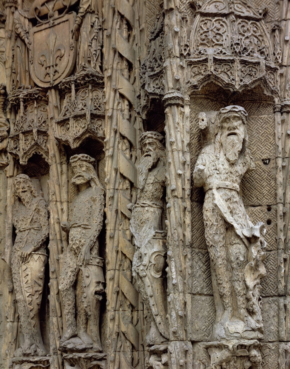 Skulpturales Detail des linken Türpfostens der Eingangsfassade, erbaut 1488-96 von Spanish School
