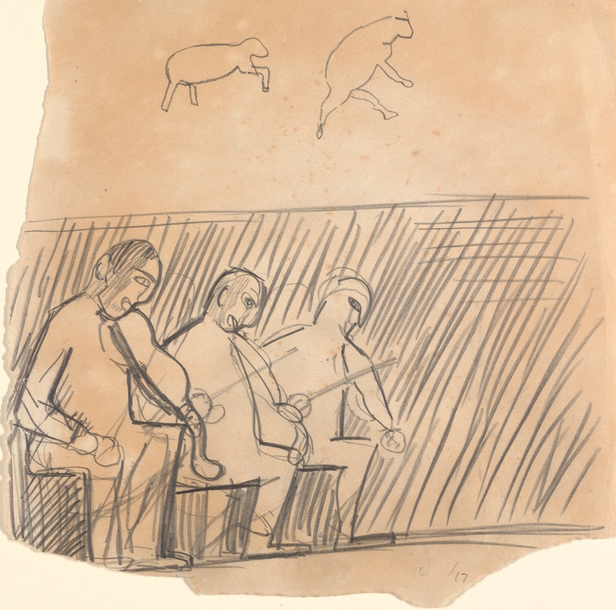 Höhle des Goldenen Kalbs: Studie von Musikern und Tieren von Spencer Frederick Gore