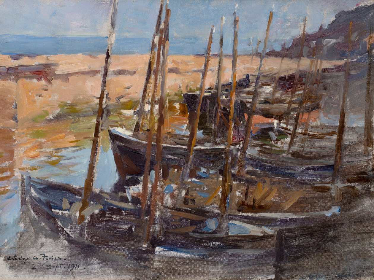 Eine Skizze, Hafen von Mousehole, Cornwall von Stanhope Alexander Forbes