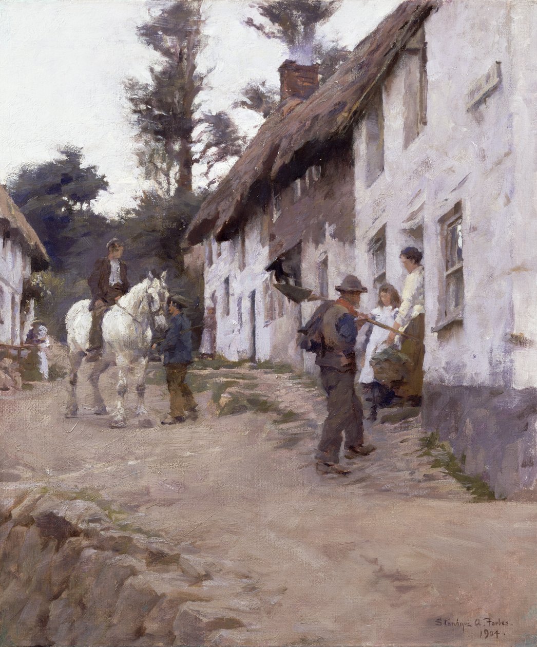 Abend - Arbeiter kehren zurück von Stanhope Alexander Forbes