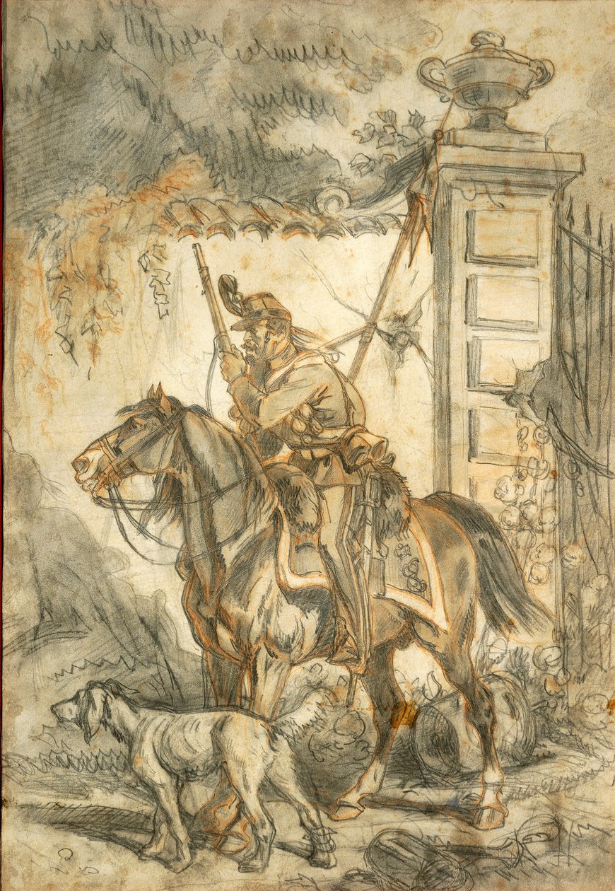 Lanzenreiter auf Patrouille, Illustration von Stanislao Grimaldi del Poggetto von Stanislas Grimaldi del Poggetto