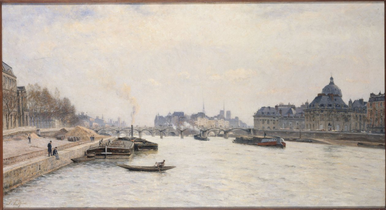 Le pont des Arts, vue du pont Royal, ca. 1884 von Stanislas Victor Edouard Lepine