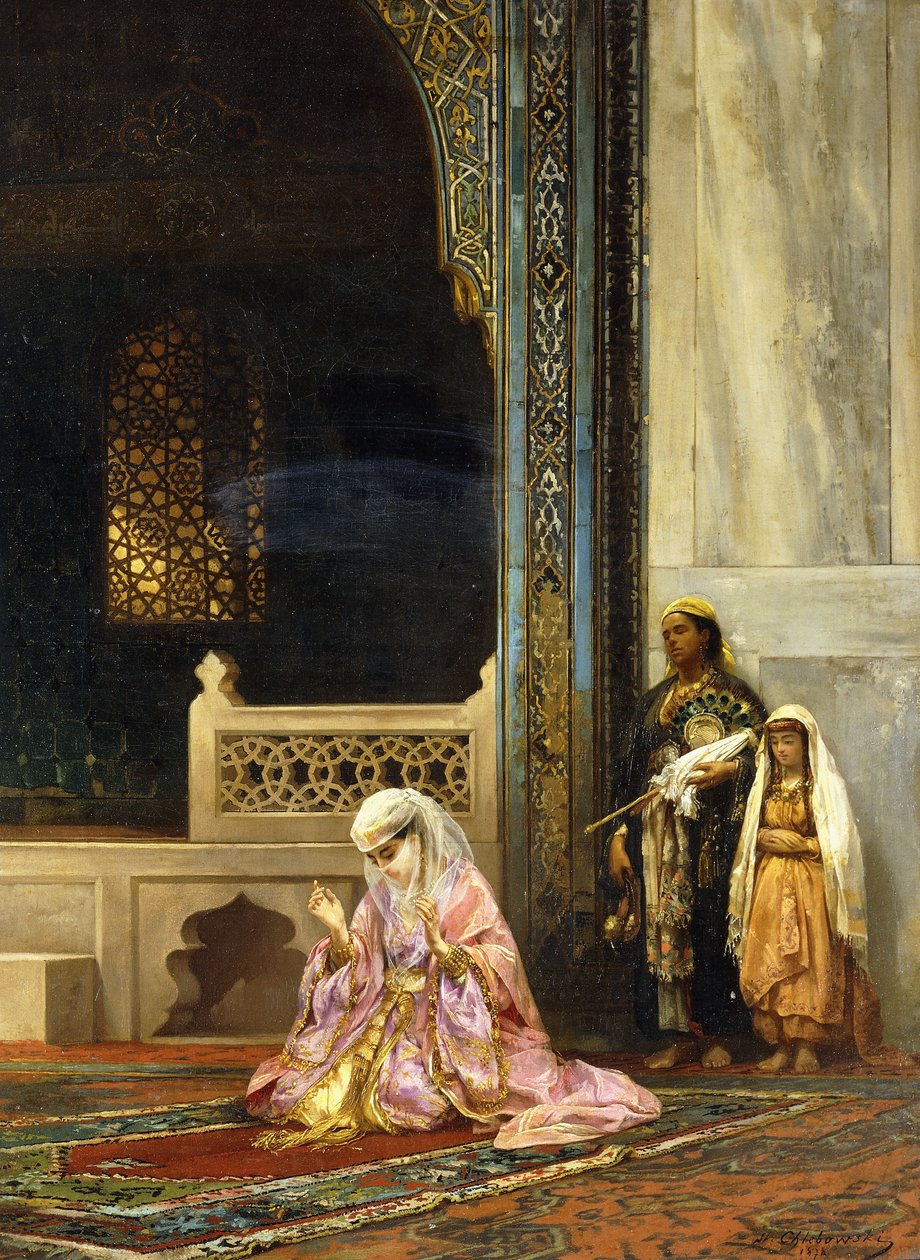 Eine türkische Frau betet in der Grünen Moschee, Bursa, 1878 von Stanislaus von Chlebowski