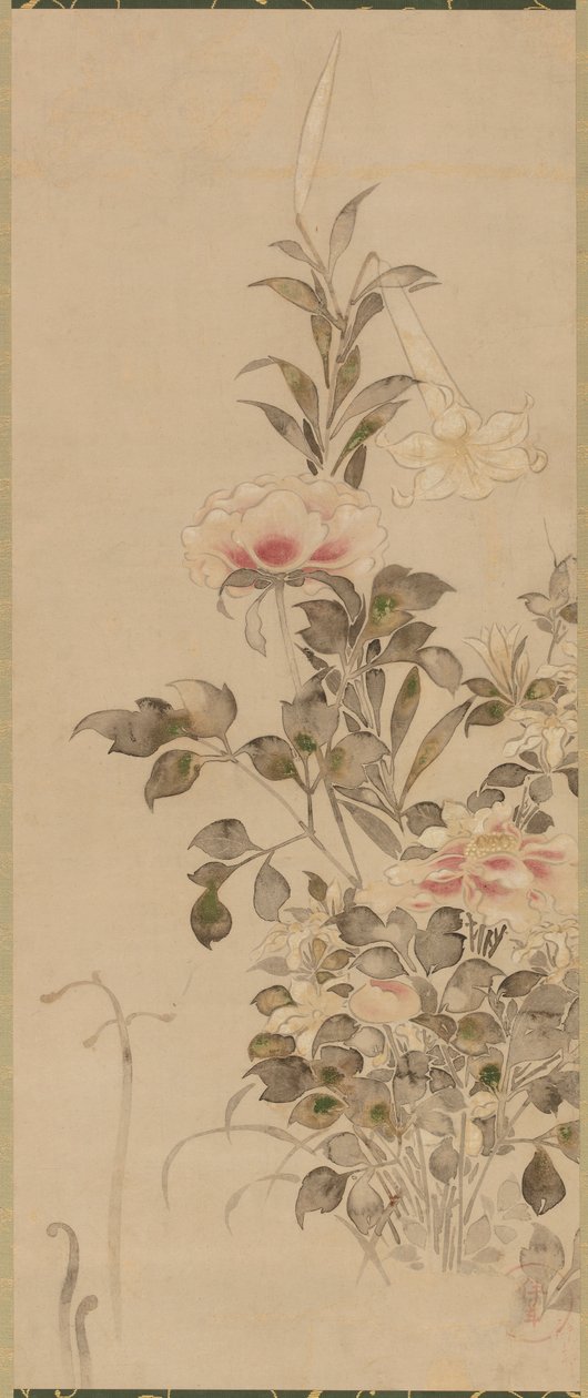 Pfingstrosen und Lilien, Momoyama- oder Edo-Periode, 1568-1615 von Sôtatsu
