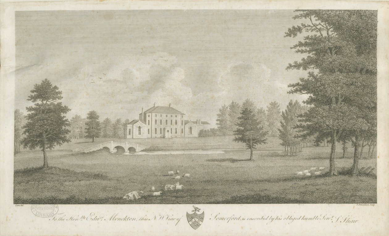 Somerford Hall: Gravur, undatiert [spätes 18. Jahrhundert] von Stebbing Shaw