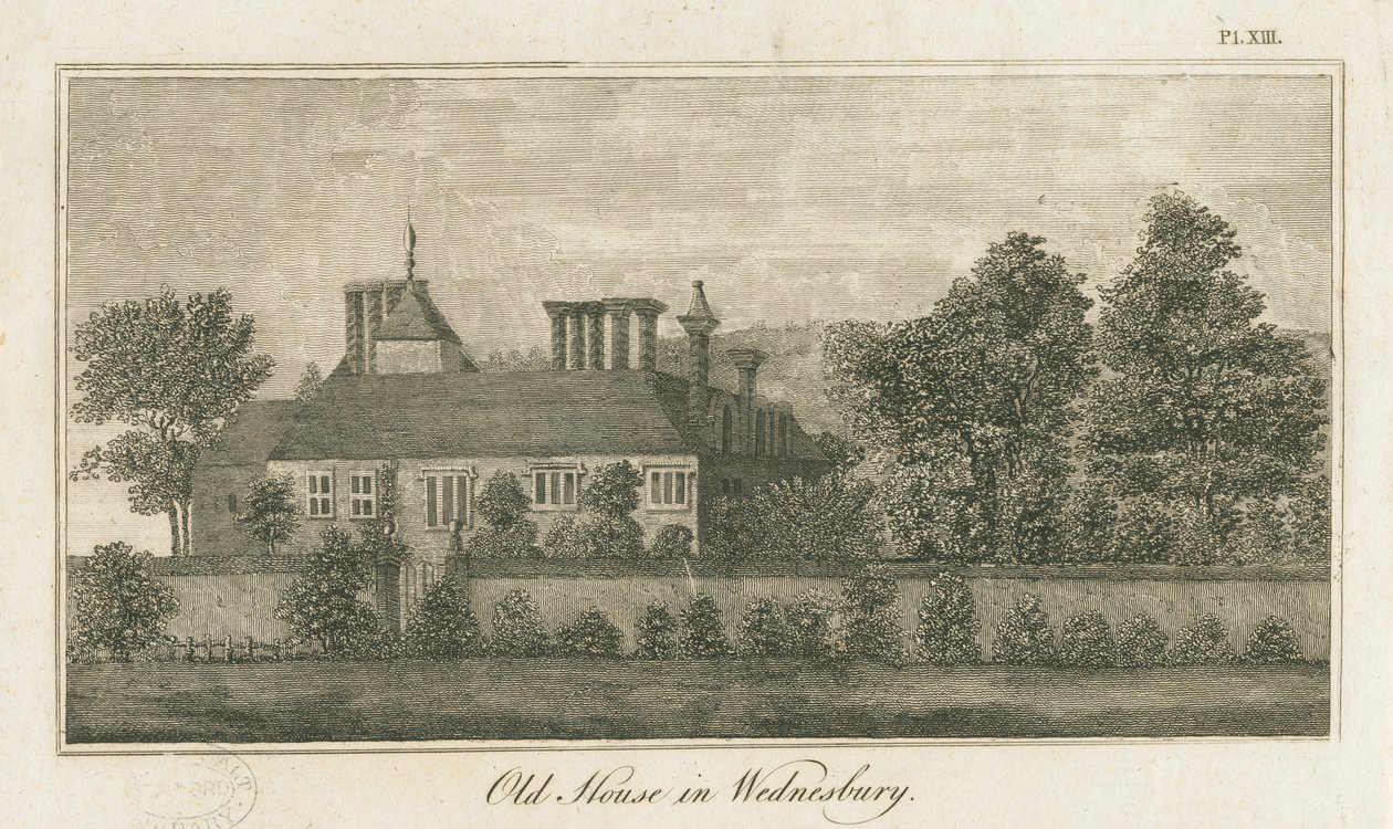 Wednesbury - Altes Haus: Gravur, undatiert [1762-1802] von Stebbing Shaw