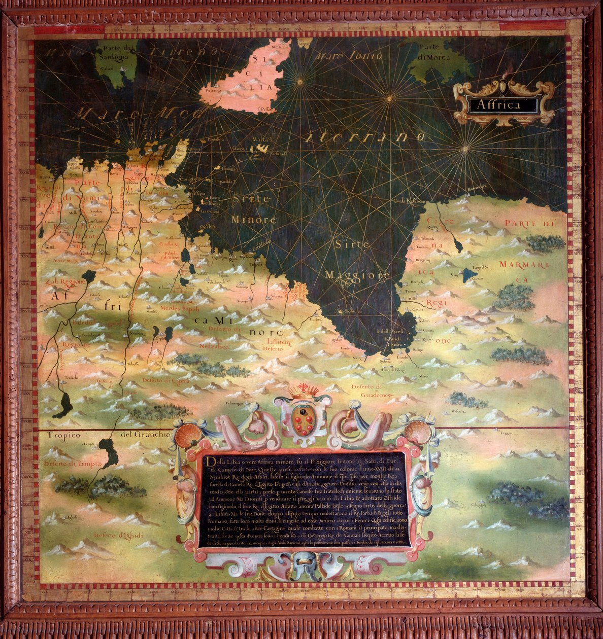 Nordafrika: Kyrenaika und Marmarika Region Karte von Stefano Bonsignori, um 1581. Florenz, Palazzo Vecchio, Sala del Mappamondo von Stefano Buonsignori