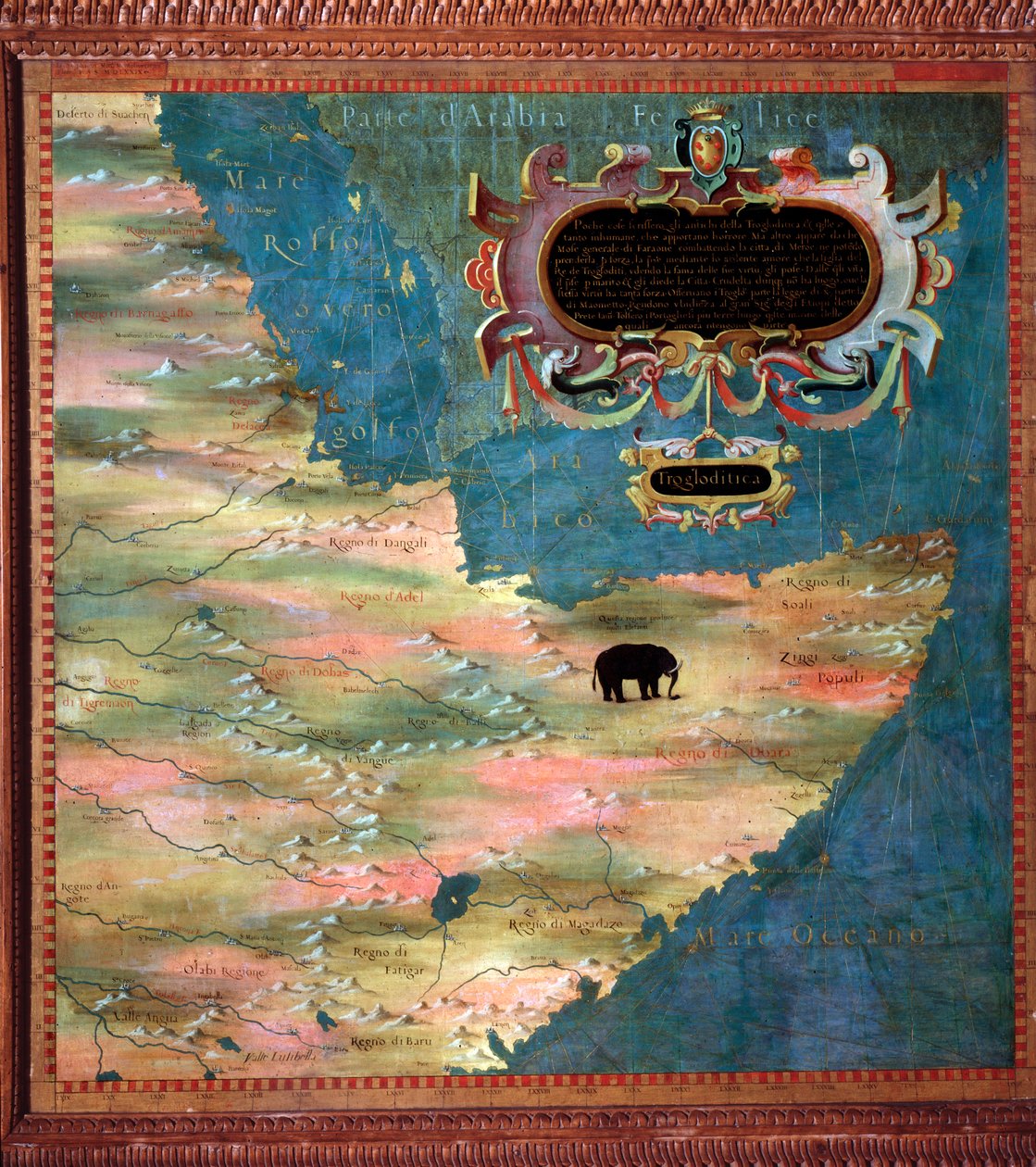 Ostafrika (Somalia und Äthiopien) (Karte von Stefano Bonsignori, um 1581, Florenz, Palazzo Vecchio, Sala del Mappamondo) von Stefano Buonsignori