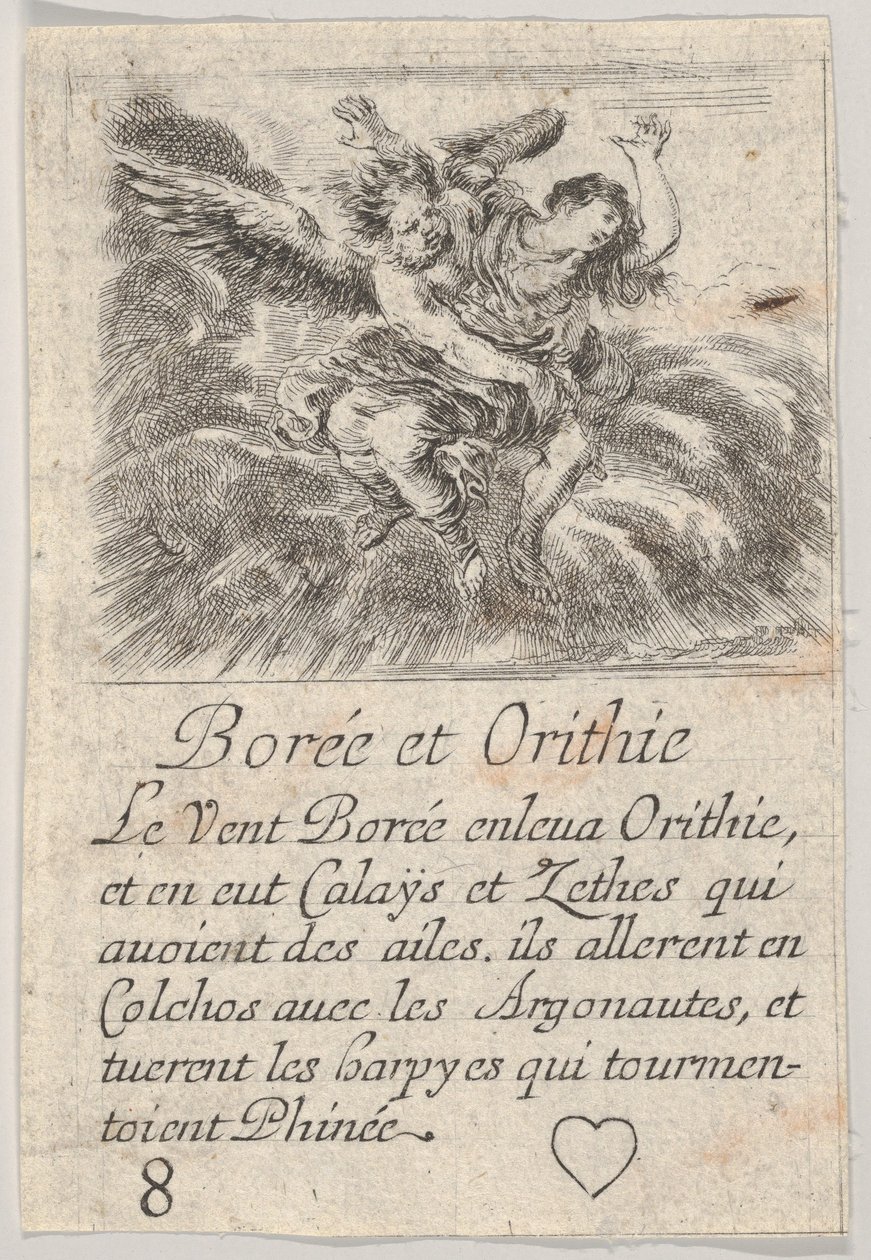 Boreas und Orithyia, aus Spiel der Mythologie, 1644 von Stefano della Bella