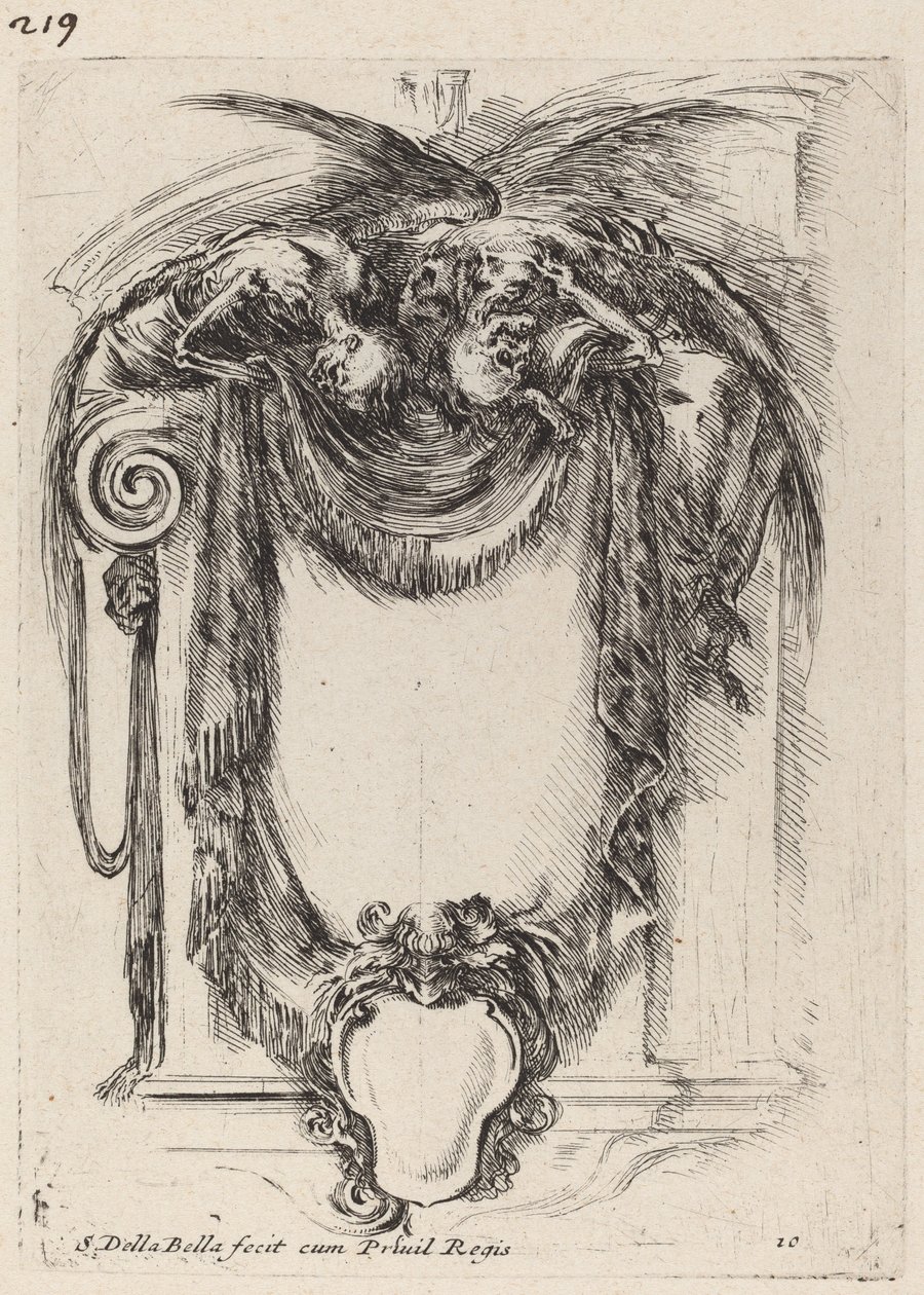 Kartusche, aufgehängt an Leichen, 1647 von Stefano della Bella