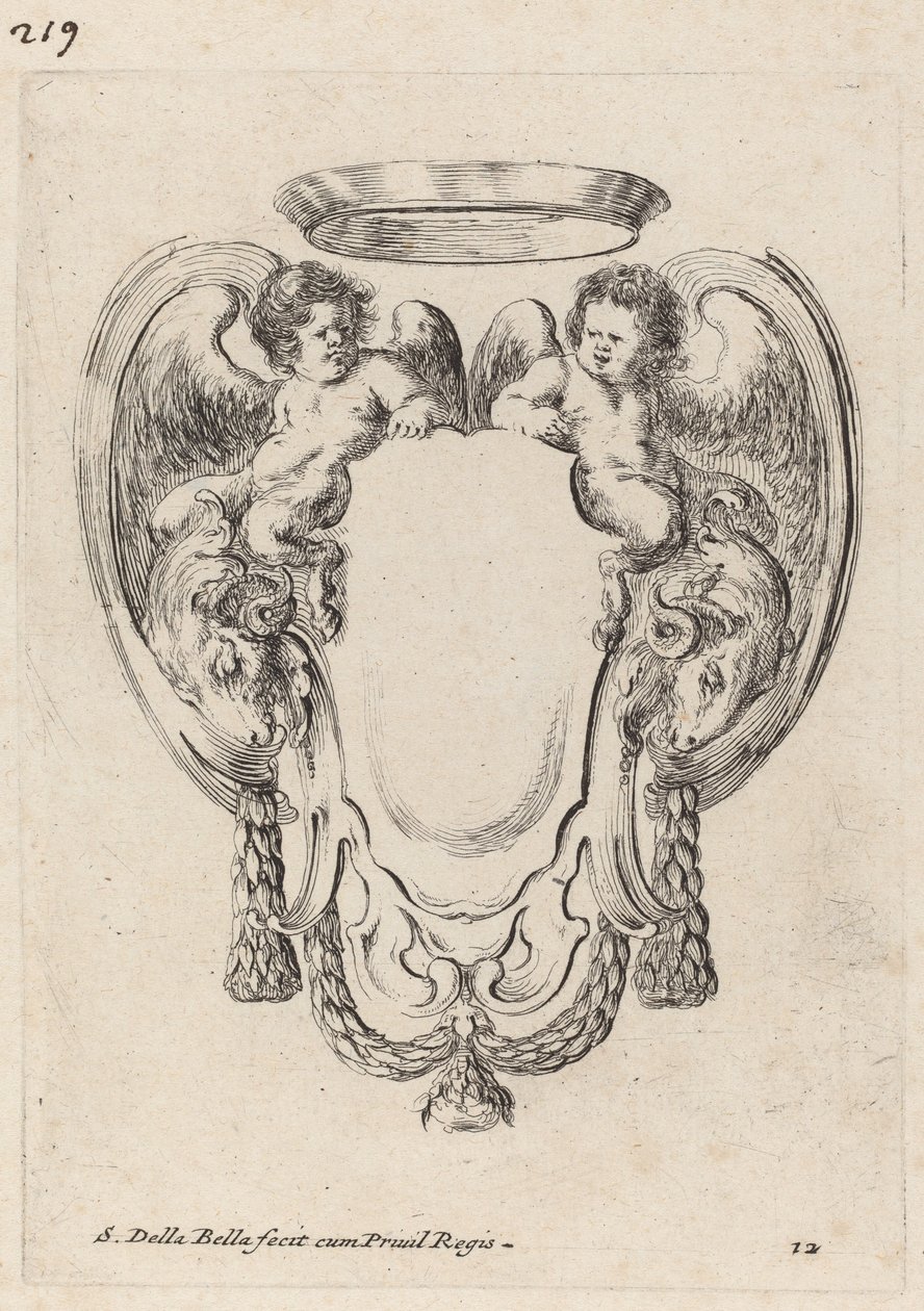 Kartusche mit Widdern und Satyrkindern, 1647 von Stefano della Bella