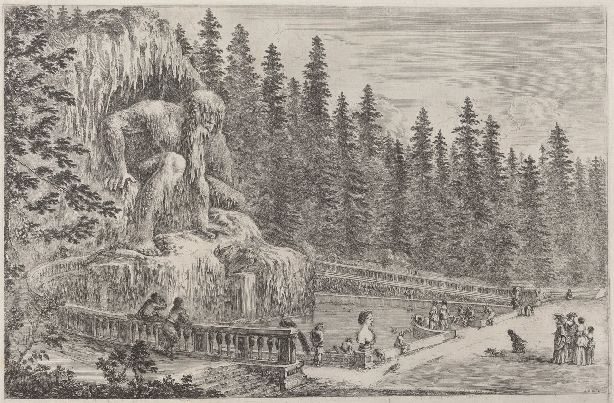 Kolossale Statue des Apennin, wahrscheinlich 1653 von Stefano della Bella