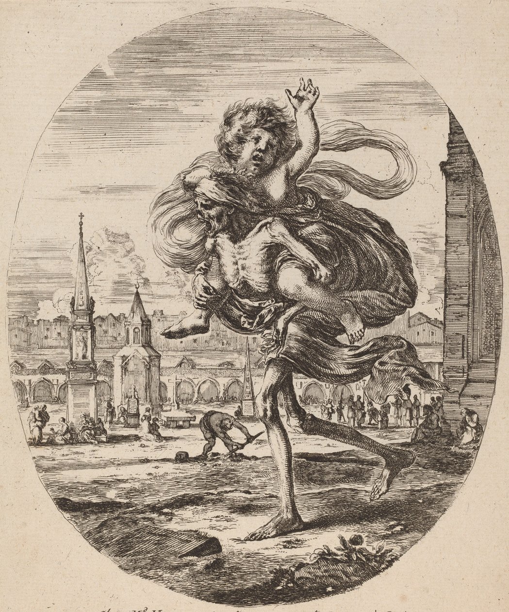 Der Tod trägt ein Kind nach links, wahrscheinlich 1648 von Stefano della Bella