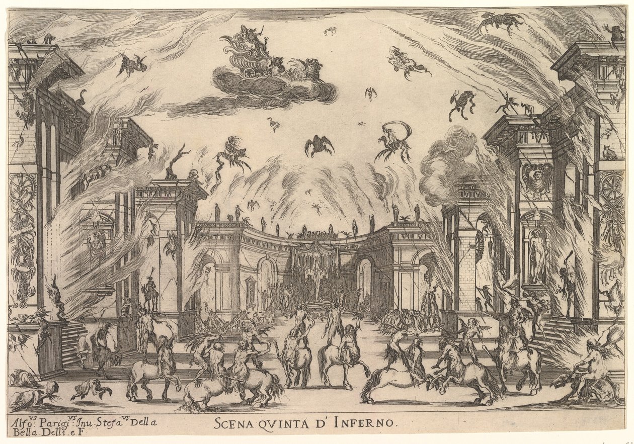 Fünfte Szene, das Inferno, aus „Le nozze degli Dei“ von Stefano della Bella