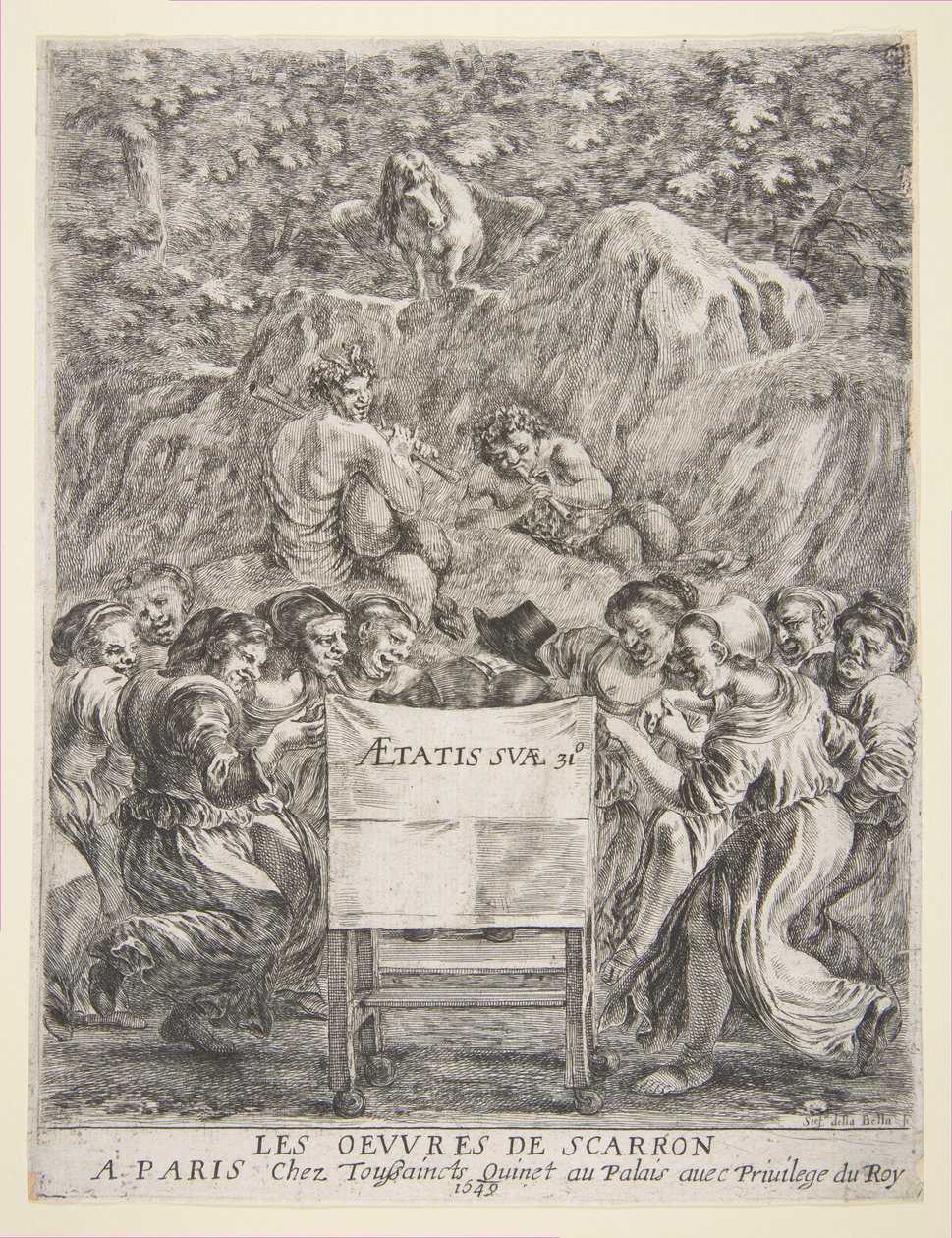 Frontispiz für Les Oeuvres de Scarron, 1649 von Stefano della Bella