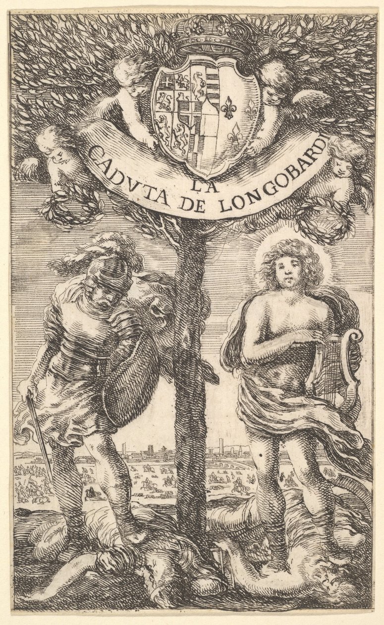 Frontispiz für Der Fall der Longobardi, Gedichte von Sigismond B..., 1656 von Stefano della Bella