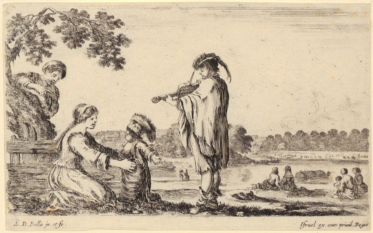 Geigenspieler, Blatt 6 der Folge "Verschiedene Figuren und Länder" von Stefano della Bella