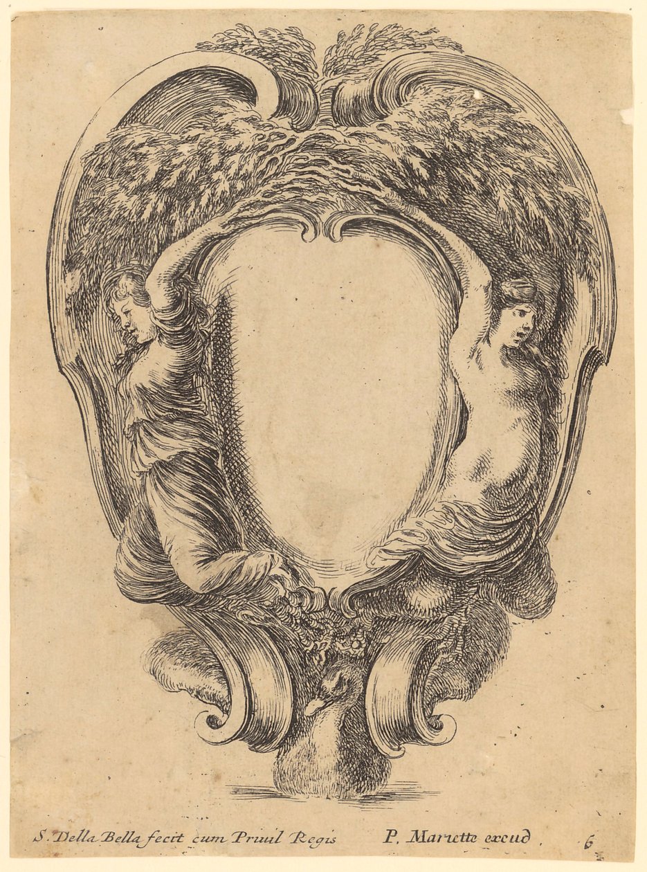 Kartusche mit Nymphen von Stefano della Bella