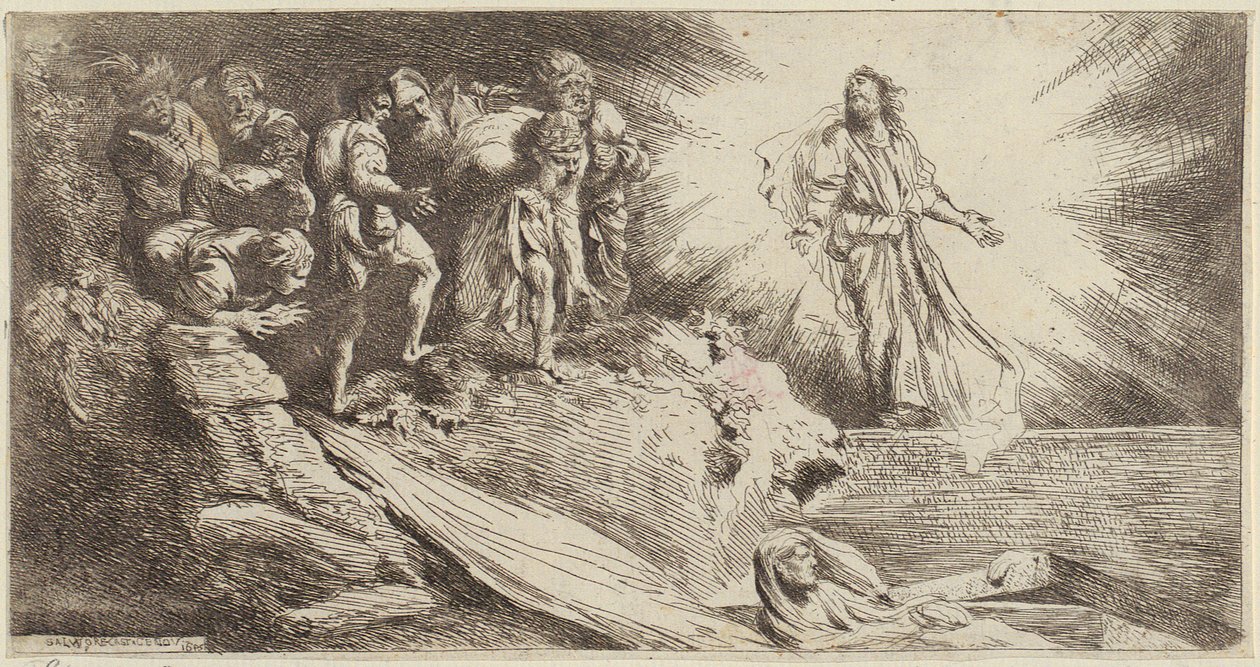 Kartusche mit zwei Skeletten von Stefano della Bella