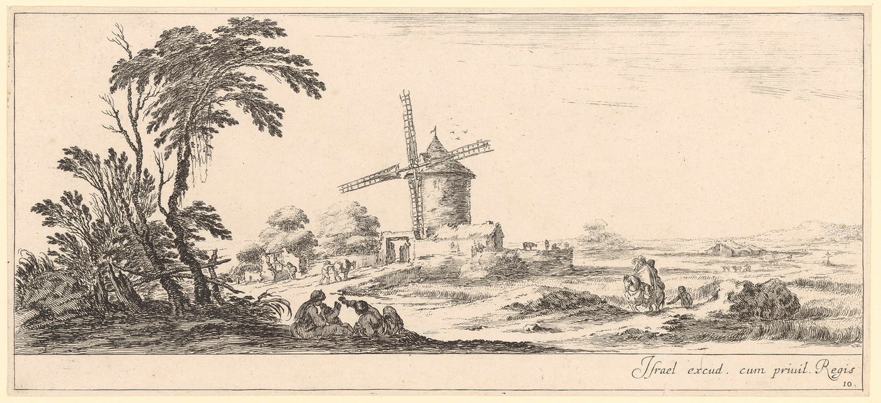 Landschaft mit Windmühle von Stefano della Bella