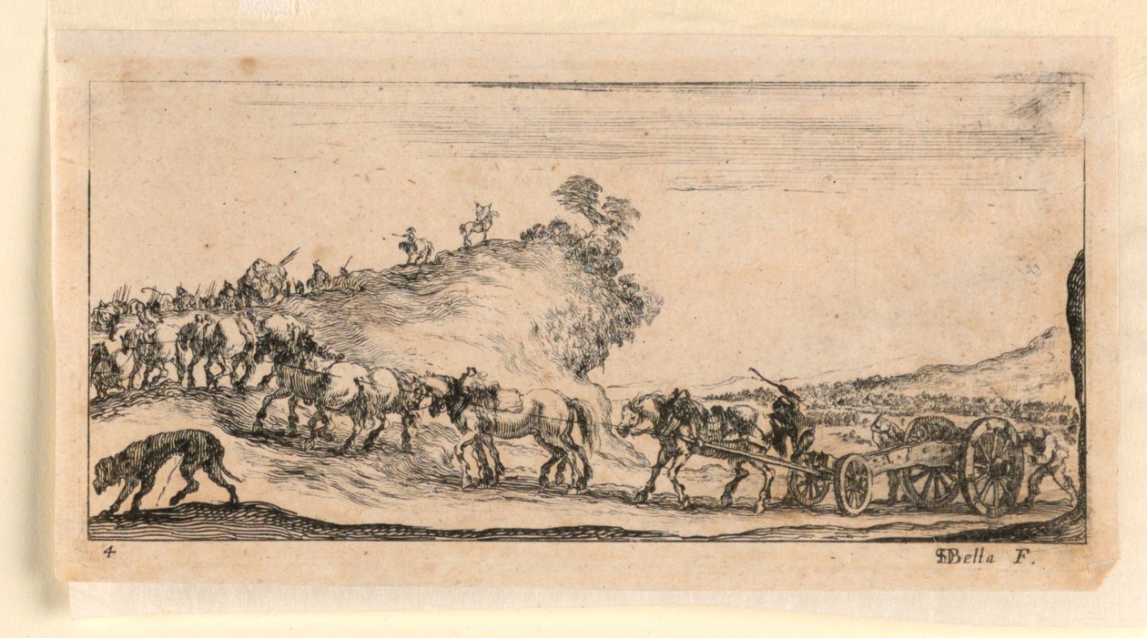 Tafel 4, aus "Desseins de Queleques Conduites de Troupes, Canons, et Ataques de Villes" von Stefano della Bella