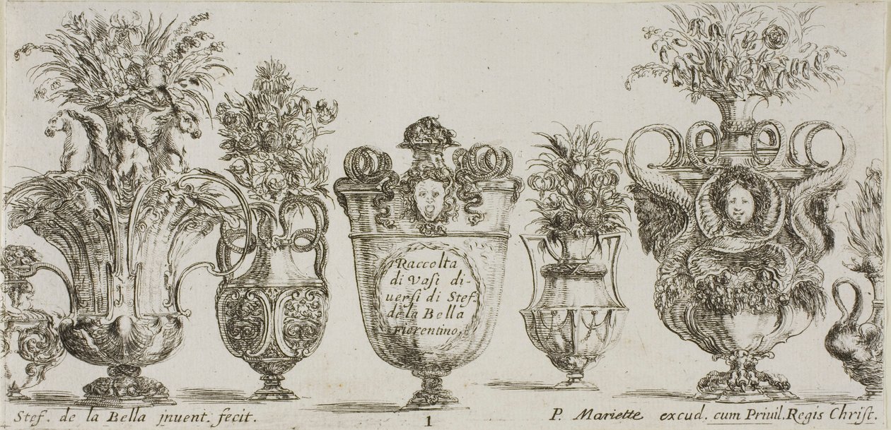 Tafel Eins aus Sammlung verschiedener Vasen von Stefano della Bella