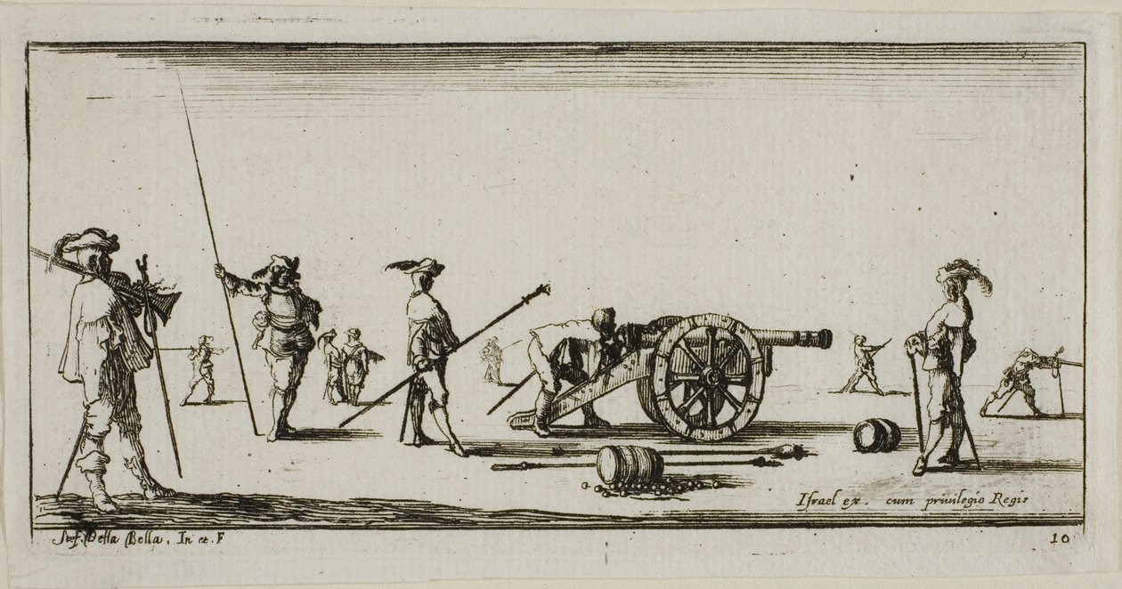 Platte zehn aus Zeichnungen verschiedener Bewegungen von Soldaten von Stefano della Bella