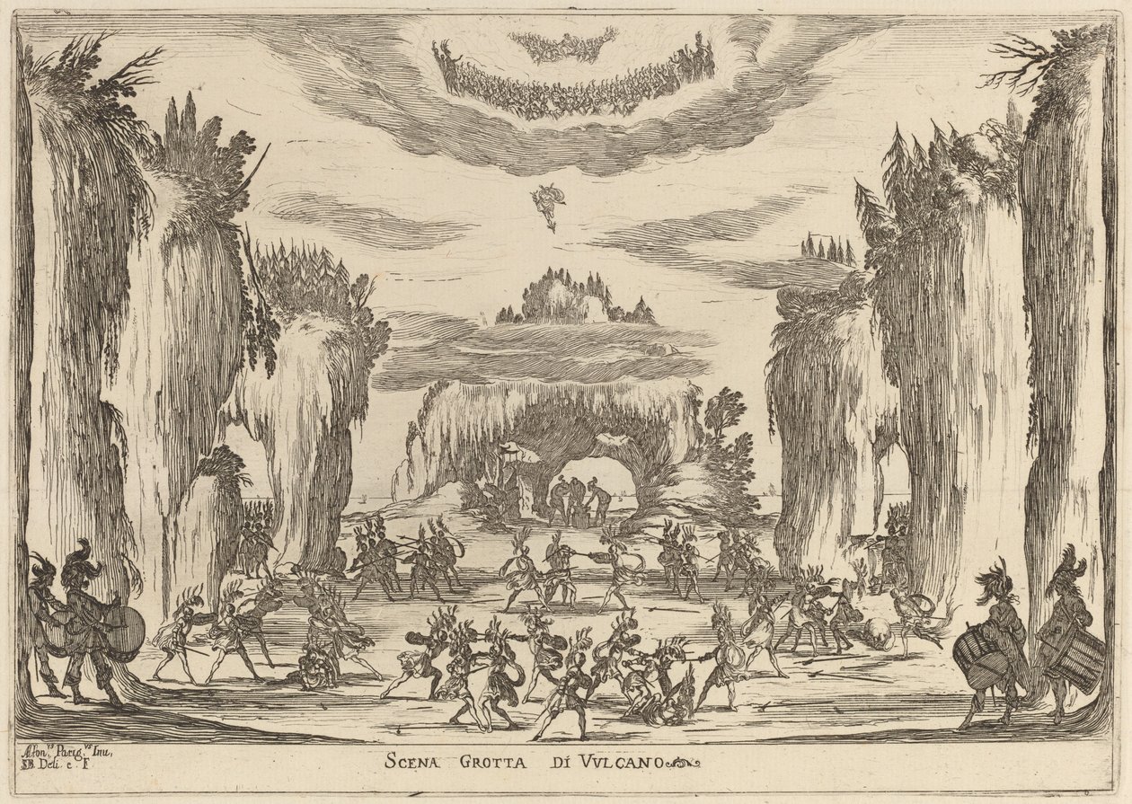 Szene Grotte des Vulkanos, 1637 von Stefano della Bella
