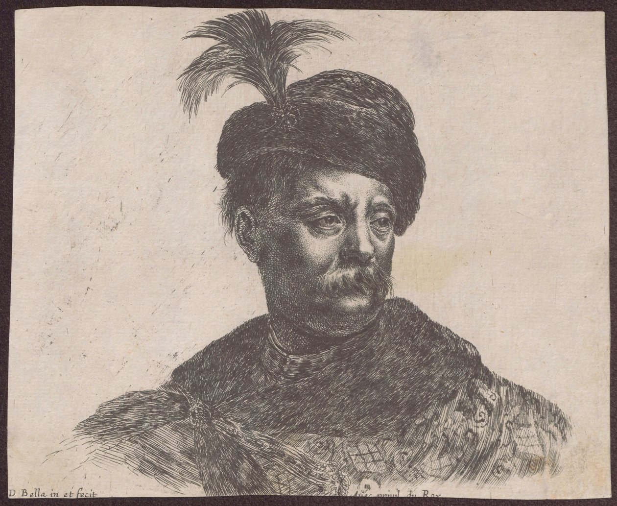 Studium eines polnischen Edelmanns im Brustbild, aus dem Zyklus "Principii del disegno" von Stefano della Bella