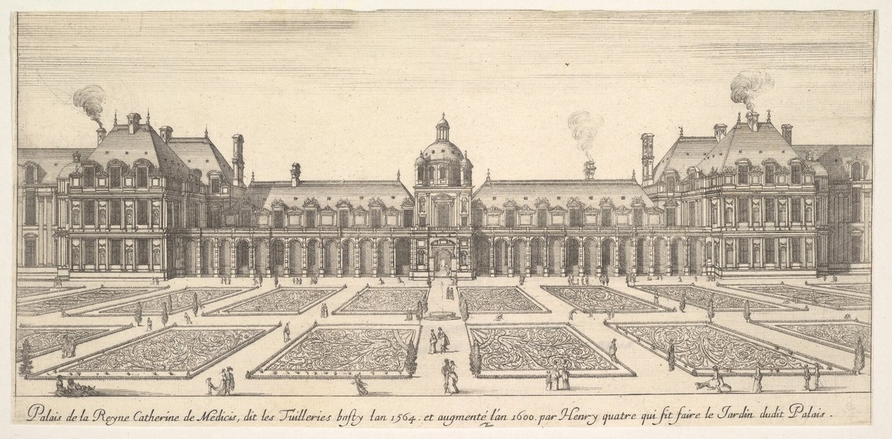 Der Palast von Katharina de Medici, genannt die Tuilerien, aus Verschiedene Ansichten von bemerk..., 1649-51 von Stefano della Bella