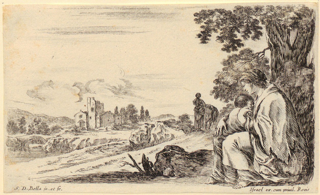 Verirrter Reiter fragt nach dem Weg, Blatt 4 der Folge "Verschiedene Figuren und Länder" von Stefano della Bella