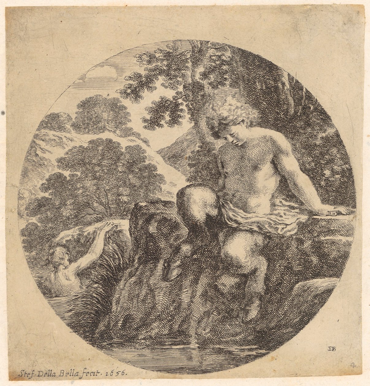 Zwei Satyrn am Flussufer von Stefano della Bella