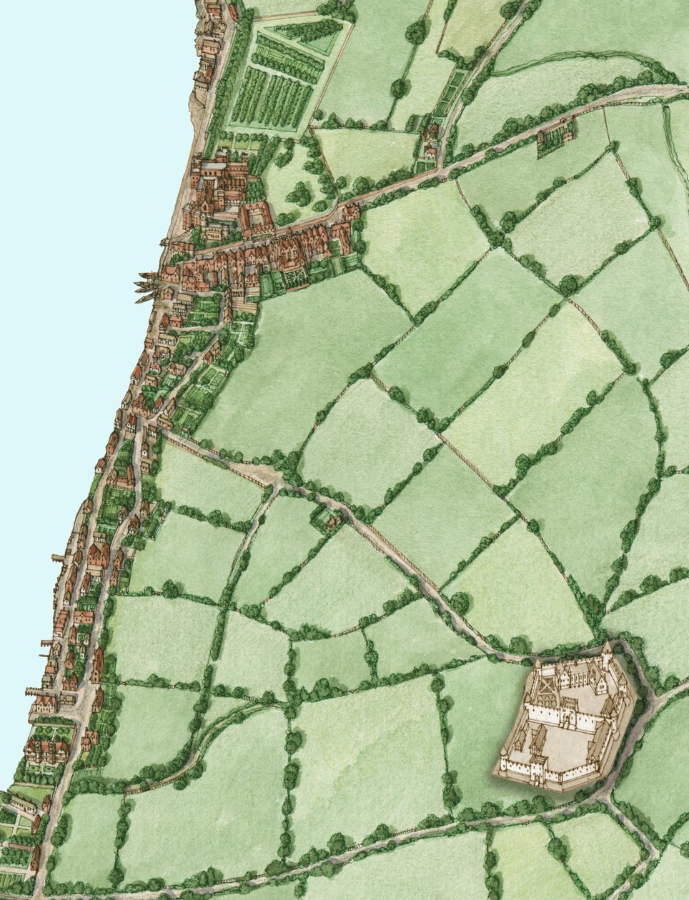 Lambeth und Vauxhall um 1600, mit Einsatz von mittelalterlicher Kennington Castle, 2021 von Stephen Conlin