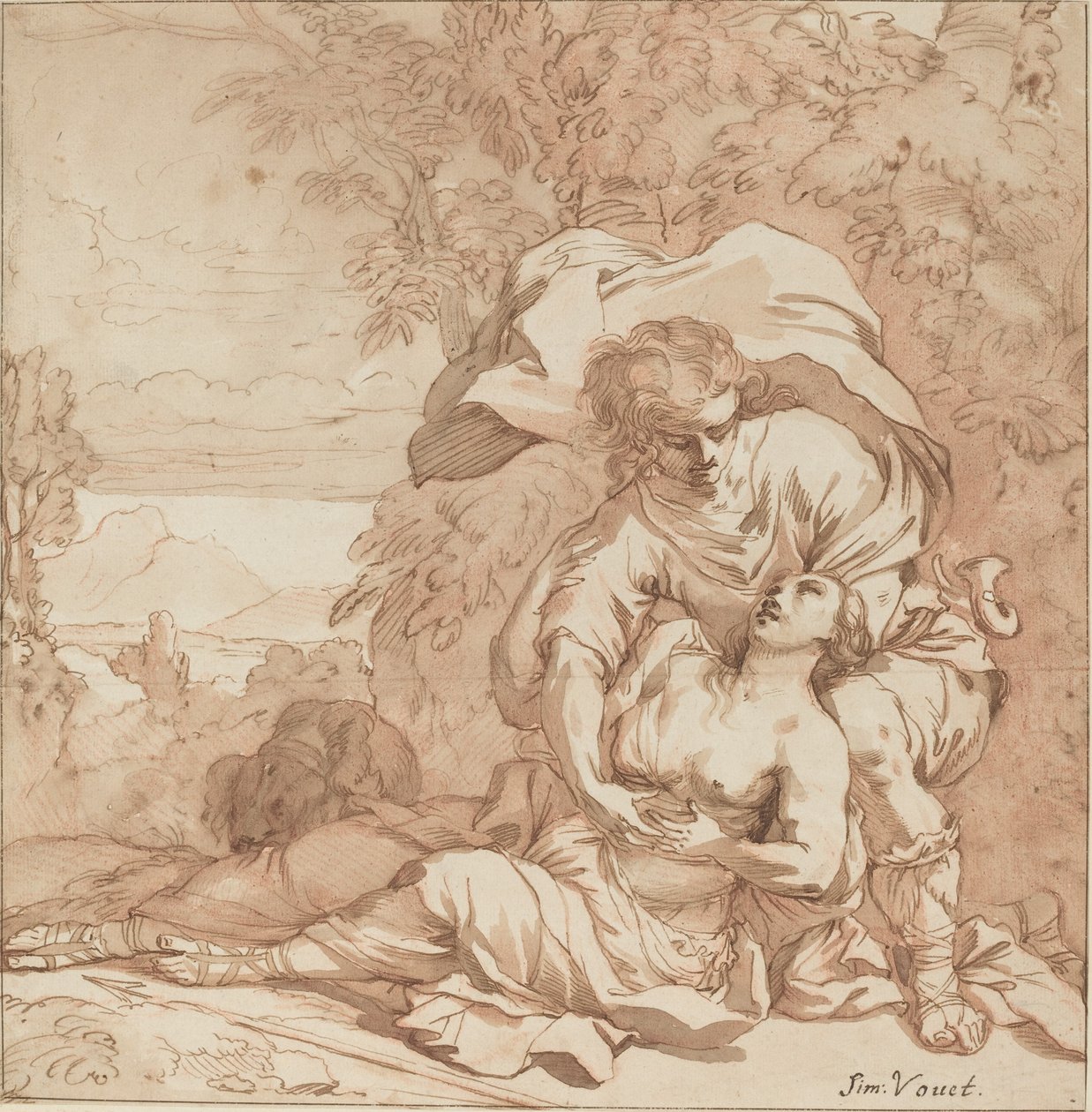 Prokris und Kephalos (?) von Studio of Simon Vouet