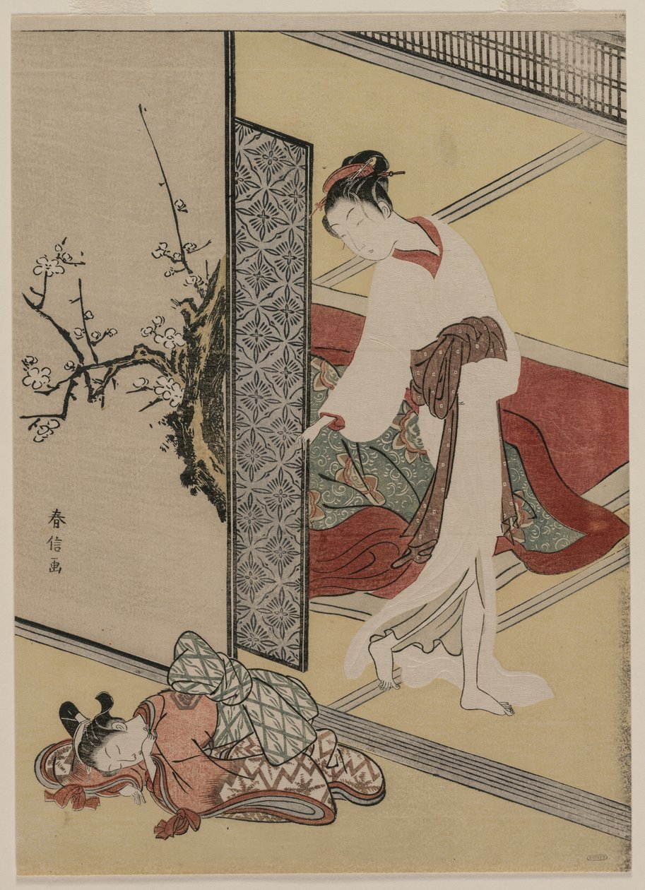 Kurtisane und schlafender Diener von Suzuki Harunobu
