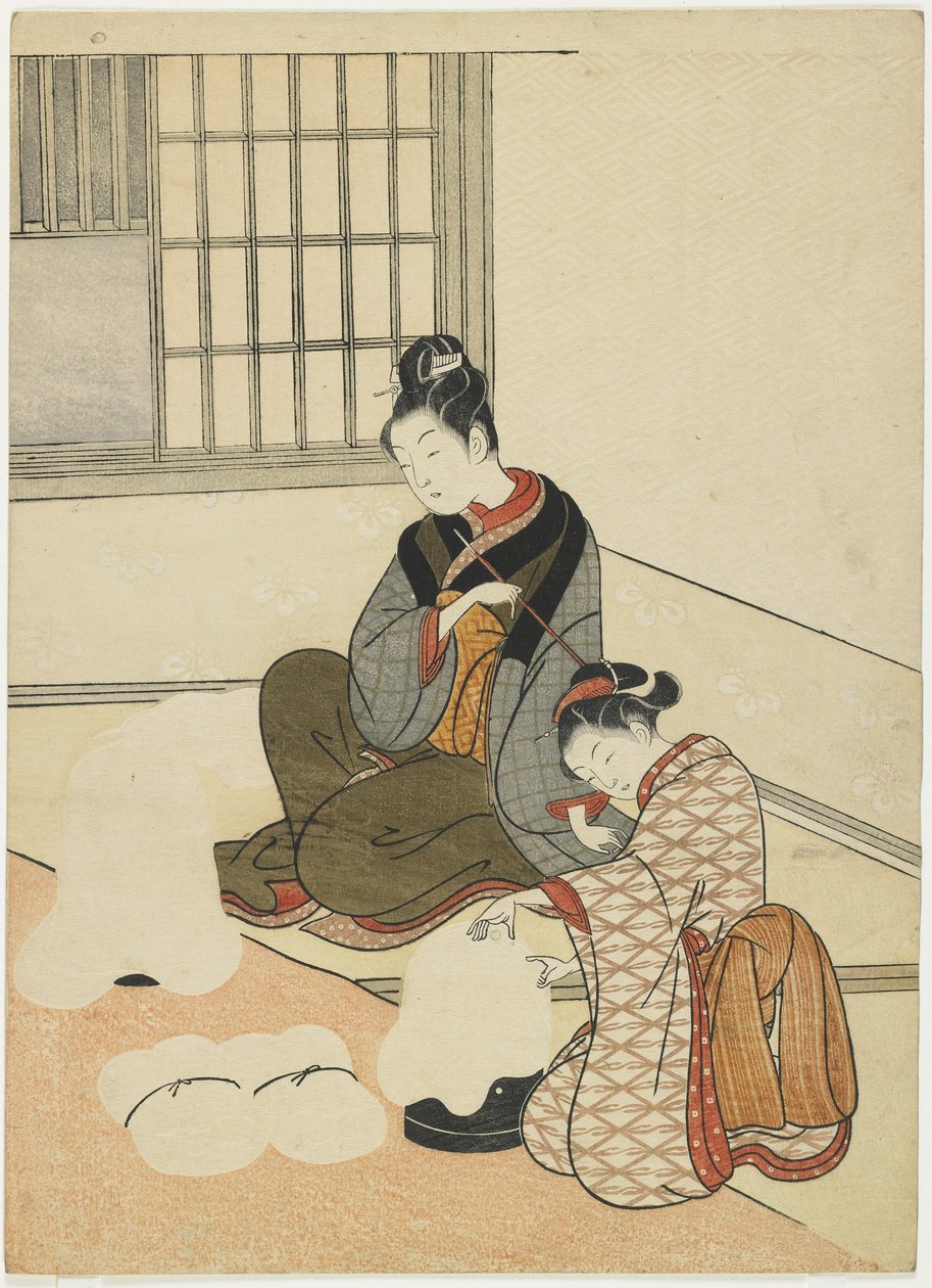 Abendschnee auf dem Seidentrockner, nach 1766 von Suzuki Harunobu