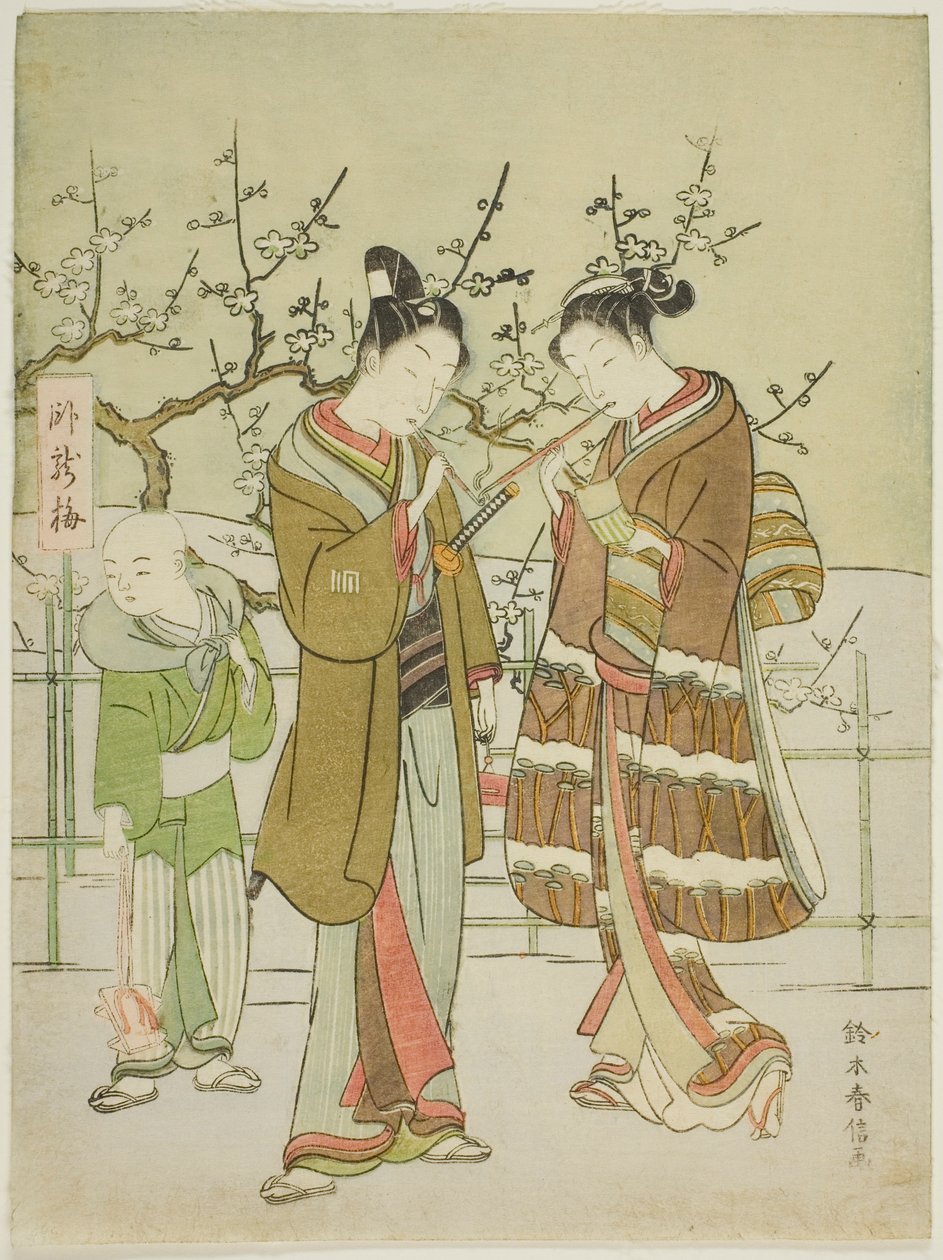 Licht geben am Garyubai-Pflaumenbaum von Suzuki Harunobu