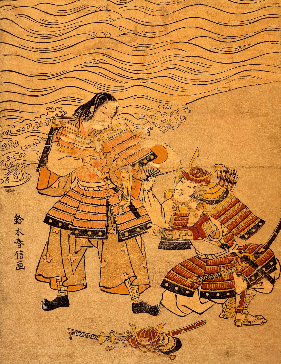 Kumagai Naozane und Taira no Atsumori, Episode aus dem Krieg zwischen Taira und Minamoto von Suzuki Harunobu